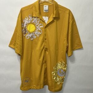 Nike Uphoria Project Patch Logo Design Mesh Button Short Sleeve‎ Shirt Men Large